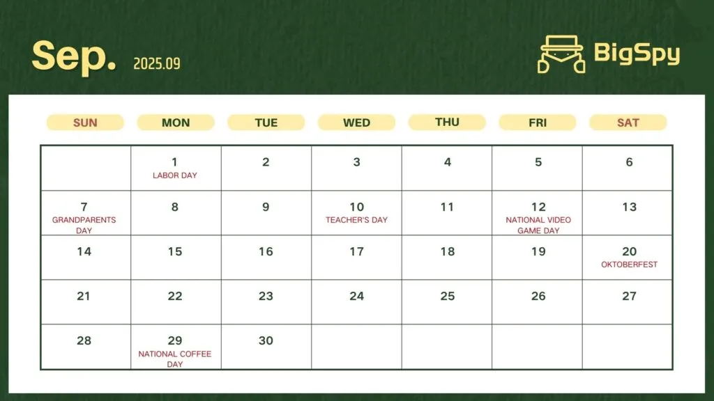 2025 eCommerce Marketing Calendar(September)