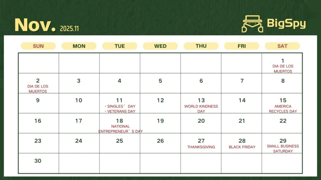 2025 eCommerce Marketing Calendar(November)