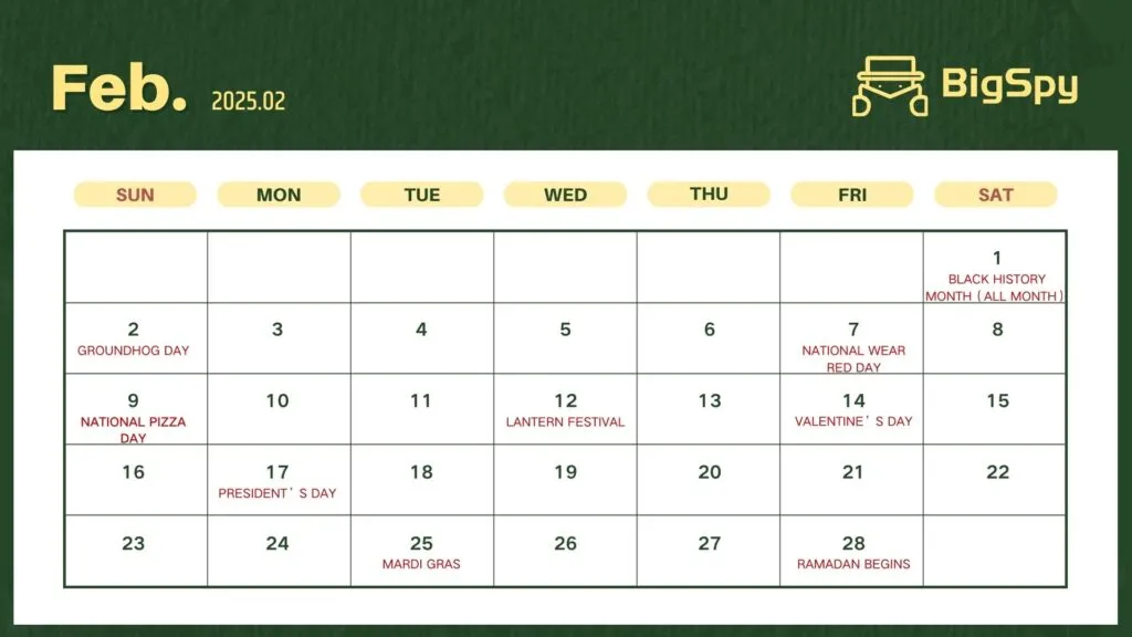 2025 eCommerce Marketing Calendar(February)