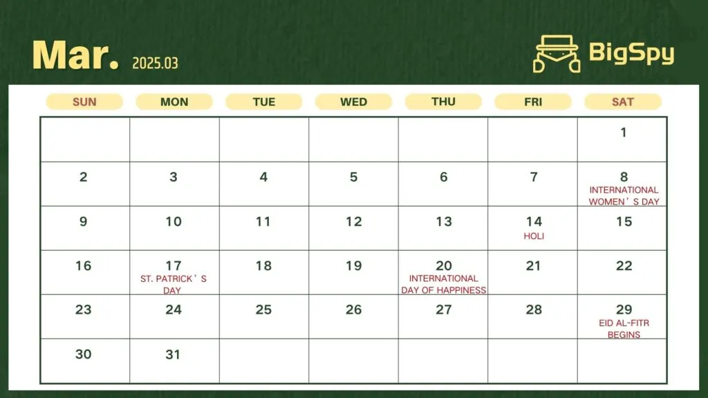 2025 eCommerce Marketing Calendar(March)