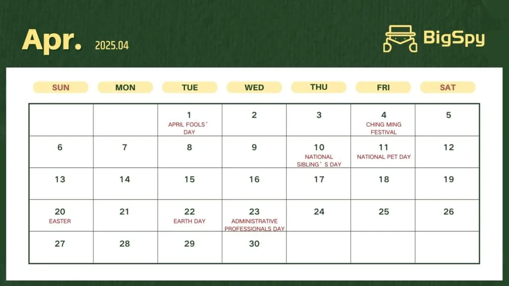 2025 eCommerce Marketing Calendar(April)