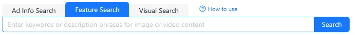 BigSpy Feature Search controls