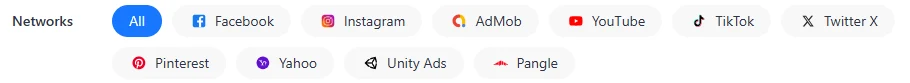BigSpy advertising Networks filter