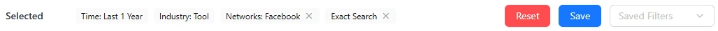 Manage selected filters in BigSpy
