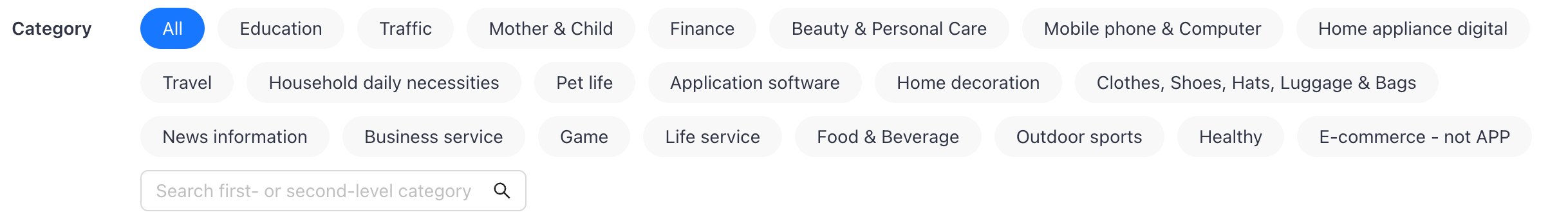 TikTok Picks category filter