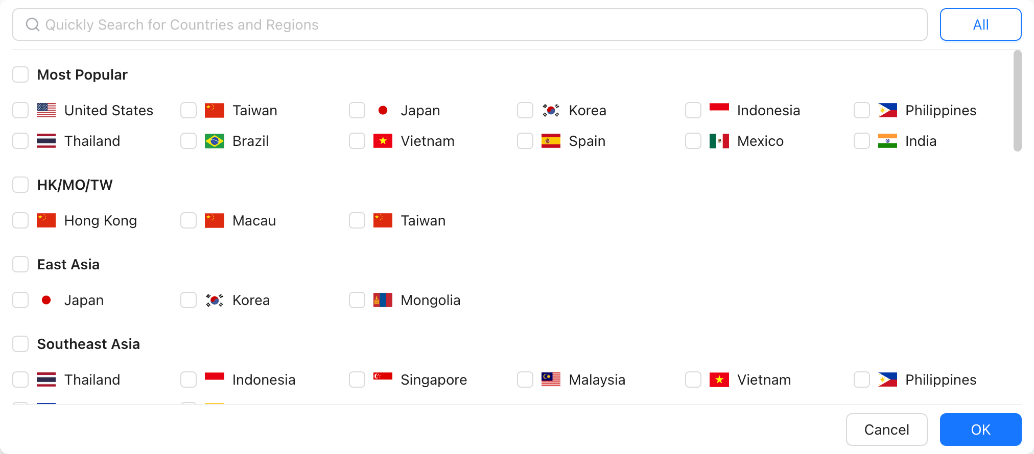TikTok Picks expanded country or region filter