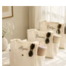 Personalized embroidered bridesmaid tote bags
