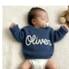 Personalized embroidered baby name sweater