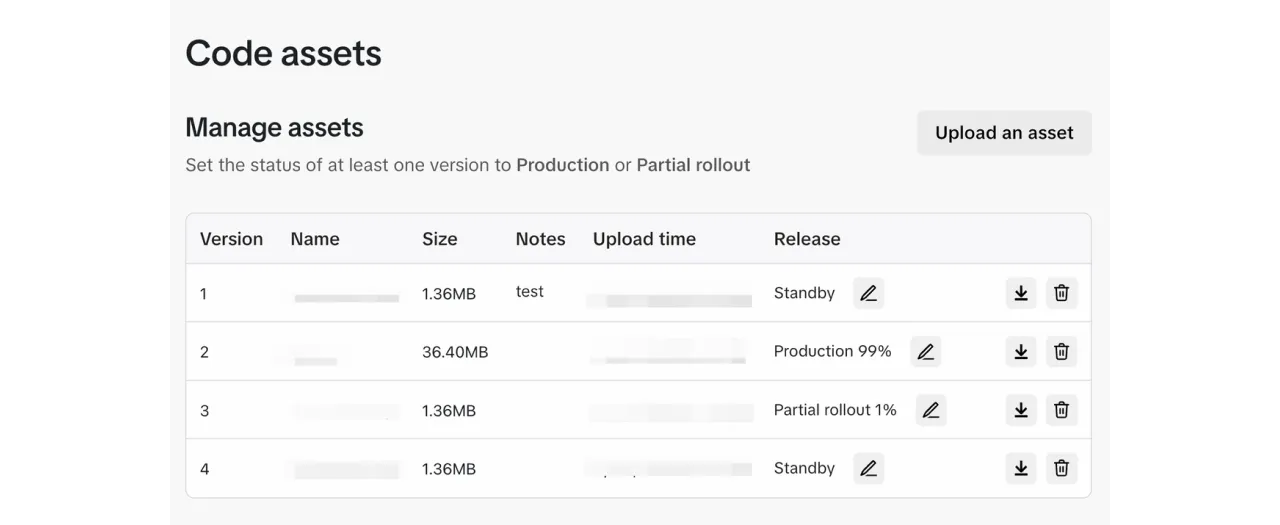 Uploading TikTok Minis code assets for review