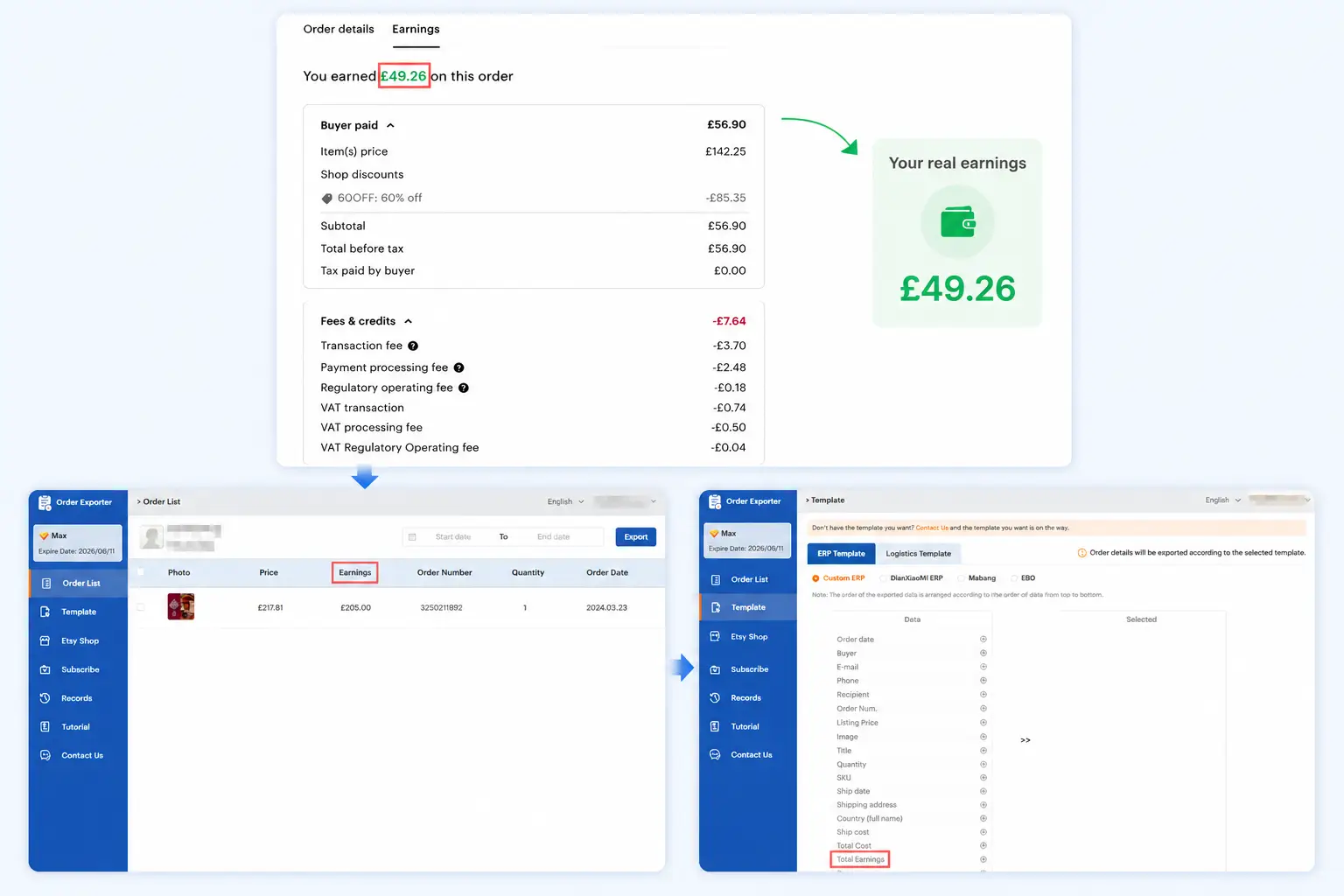 Automatically Calculate & Display the Real Earnings of Every Order