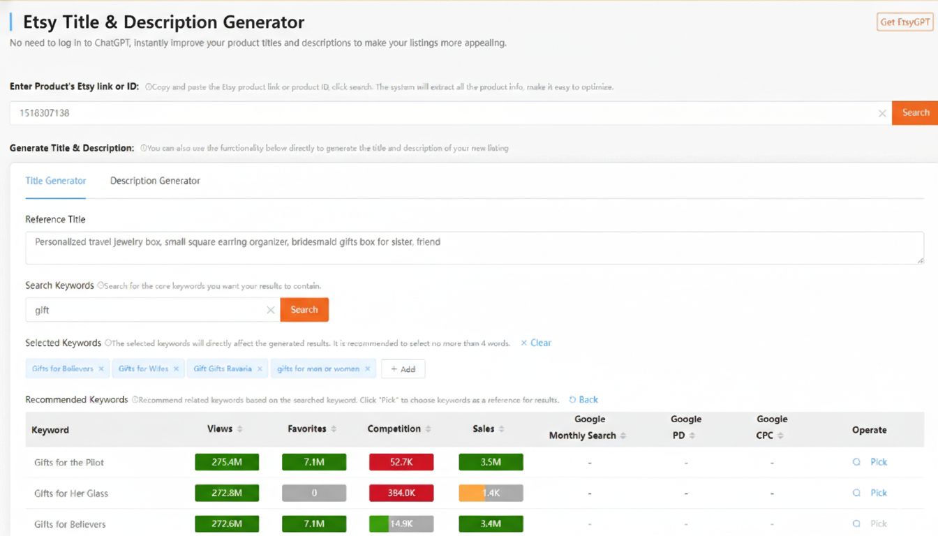 Etsy Title & Description Generator – Create search-friendly listing content more efficiently