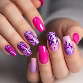 pink purple nail art designs