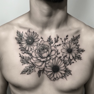 black and white flower tattoo design