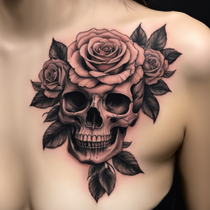 skull and rose tattoo designs for female