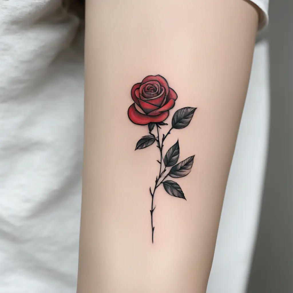 minimalist rose tattoo