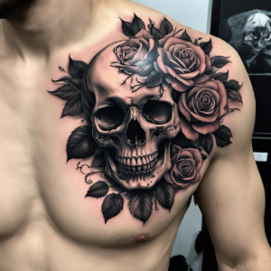 skull and rose tattoo designs for male