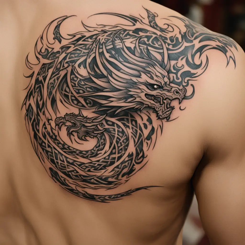 tribal dragon tattoo