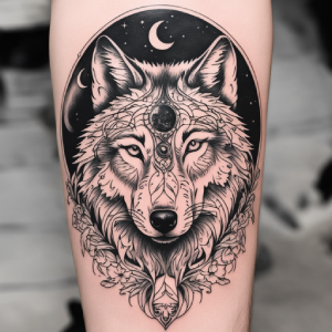 wolf tattoo design for male arm