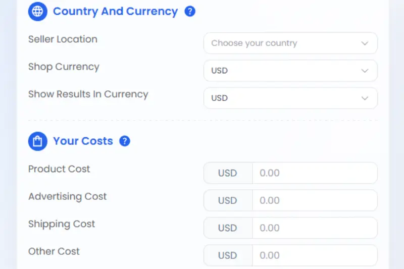 Step 1: Enter Costs