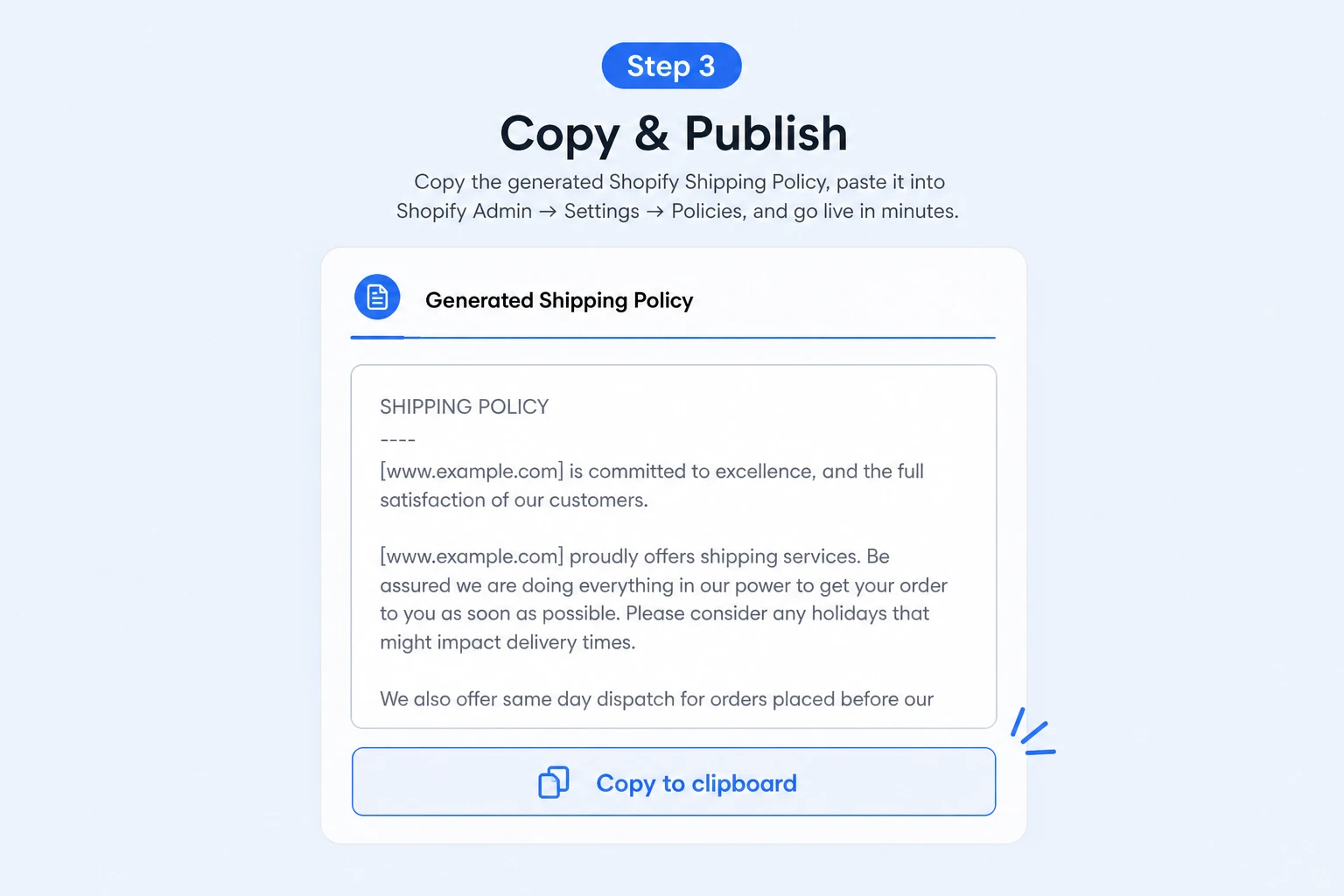 Step 3: Copy Publish