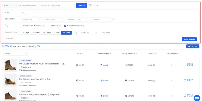 Step 1: Search or Filter Products