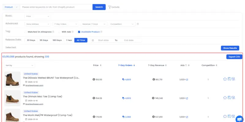 Step 2: Browse Product Results