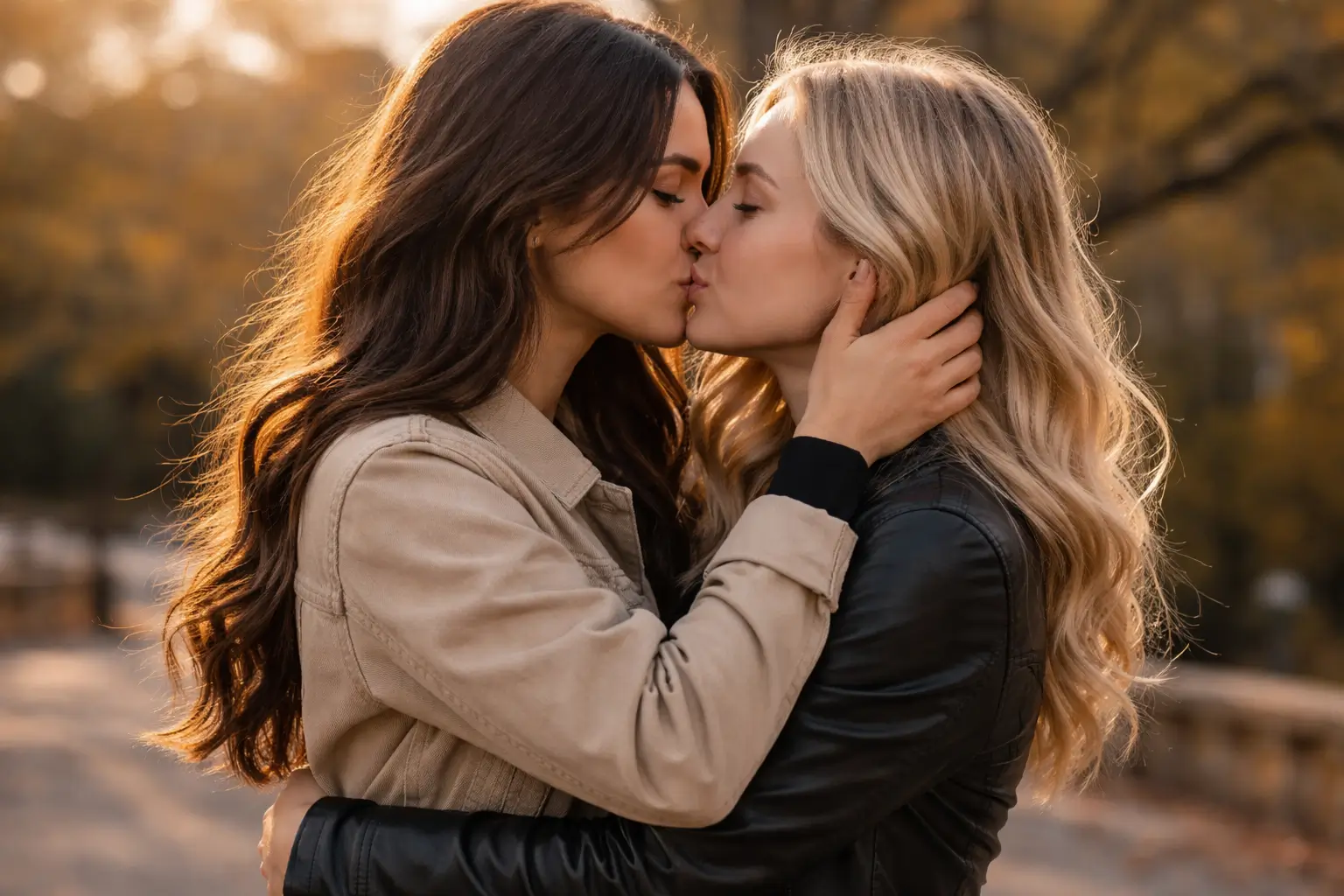Create Lesbian Passionate Kiss GIFs