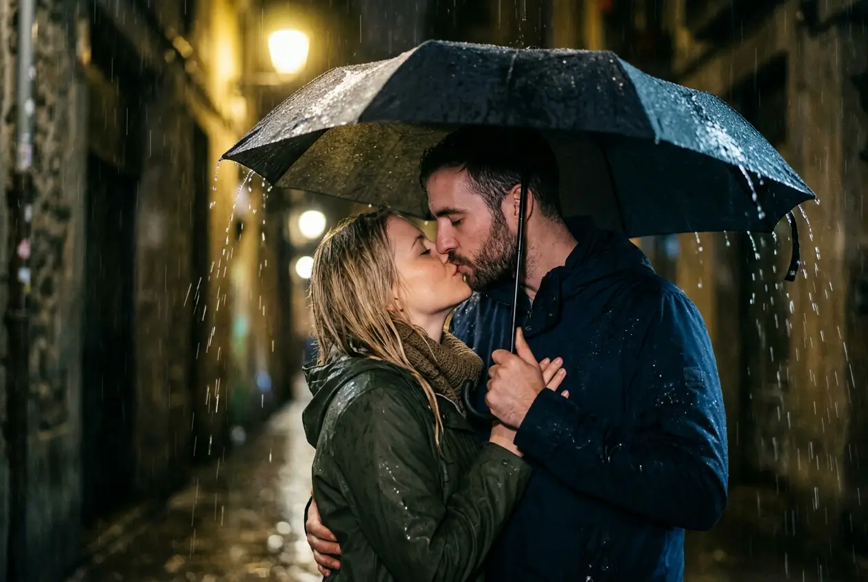 Romantic Passionate Couples Kissing