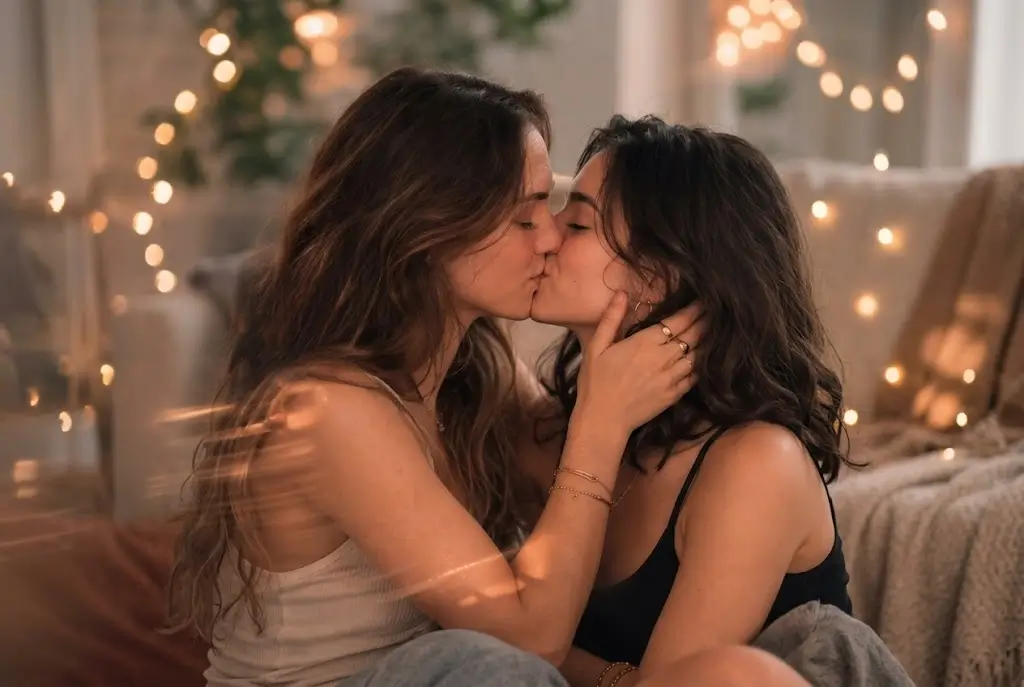 Sexy Lesbians Kissing GIFs